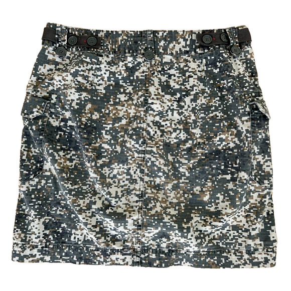 Camo Mini Skirt Utility Cargo Sz 8 Pockets Tan & Green Telluride Clothing Co - Picture 3 of 7